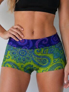 Conceptual Subculture Ombre Paisley Hot Shorts Size xl Yoga Bandana Purple Green